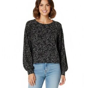 WILDFOX Roadtrip Leopard Print Sweat top, Women’s L, Gray